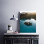 Blejsko jezero otok predogled uokvirjene slike na omarici