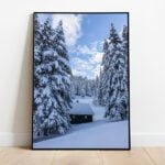 Winter cabin preview framed picture